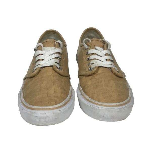 VANS Off the Wall Tan Crocodile Leather Lace Up Tennis Skate Shoe sz 8.5 8 1/2 - Picture 3 of 10